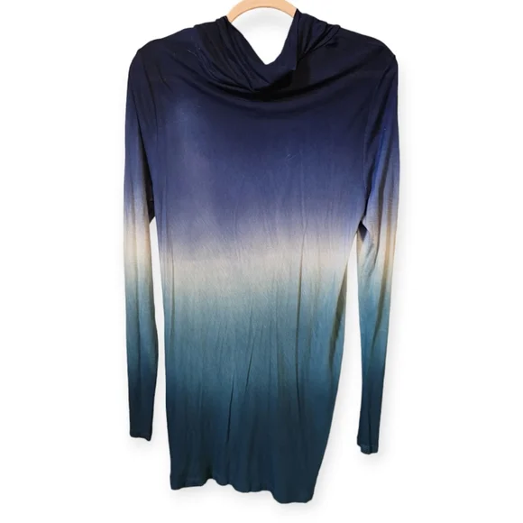 Young Fabulous & Broke Tie Dye Ombre Ruched long Sleeve Tunic Shirt Top - Picture 2 of 5